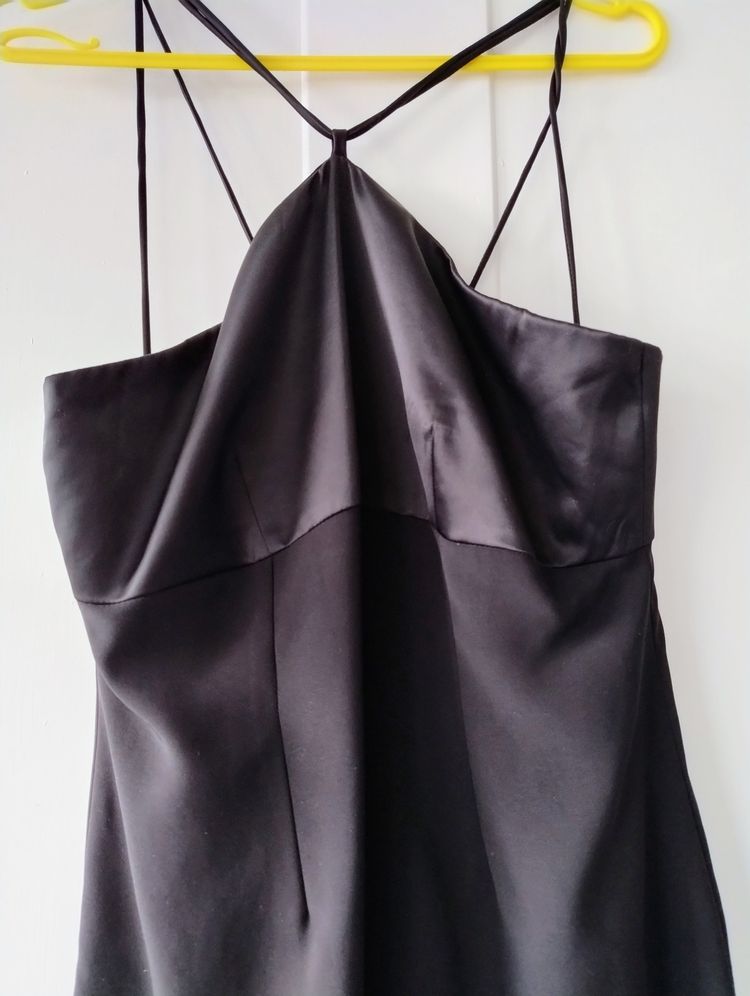 Debenhams Black Satin Topped Evening Dress product image
